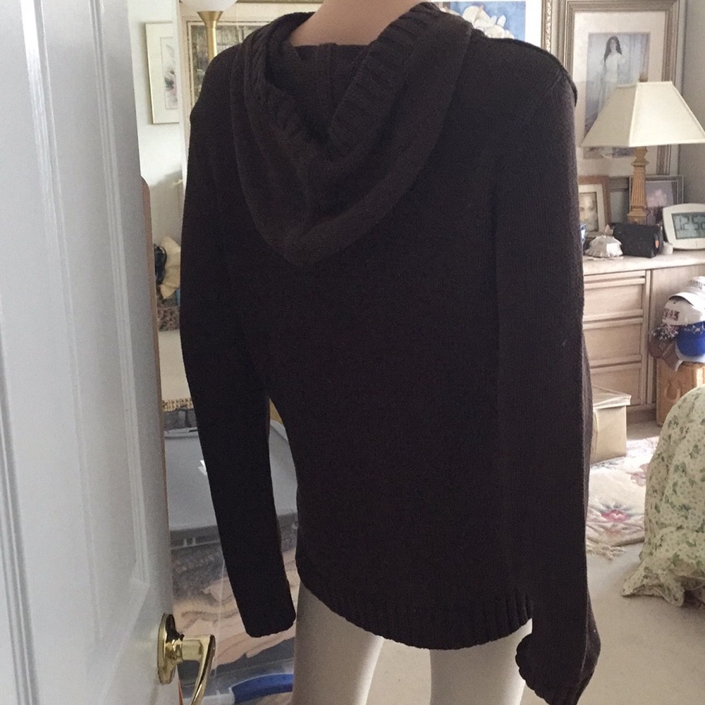 Vintage Talbots mercerized cotton v neck hoodie sweate - Picture 4 of 7